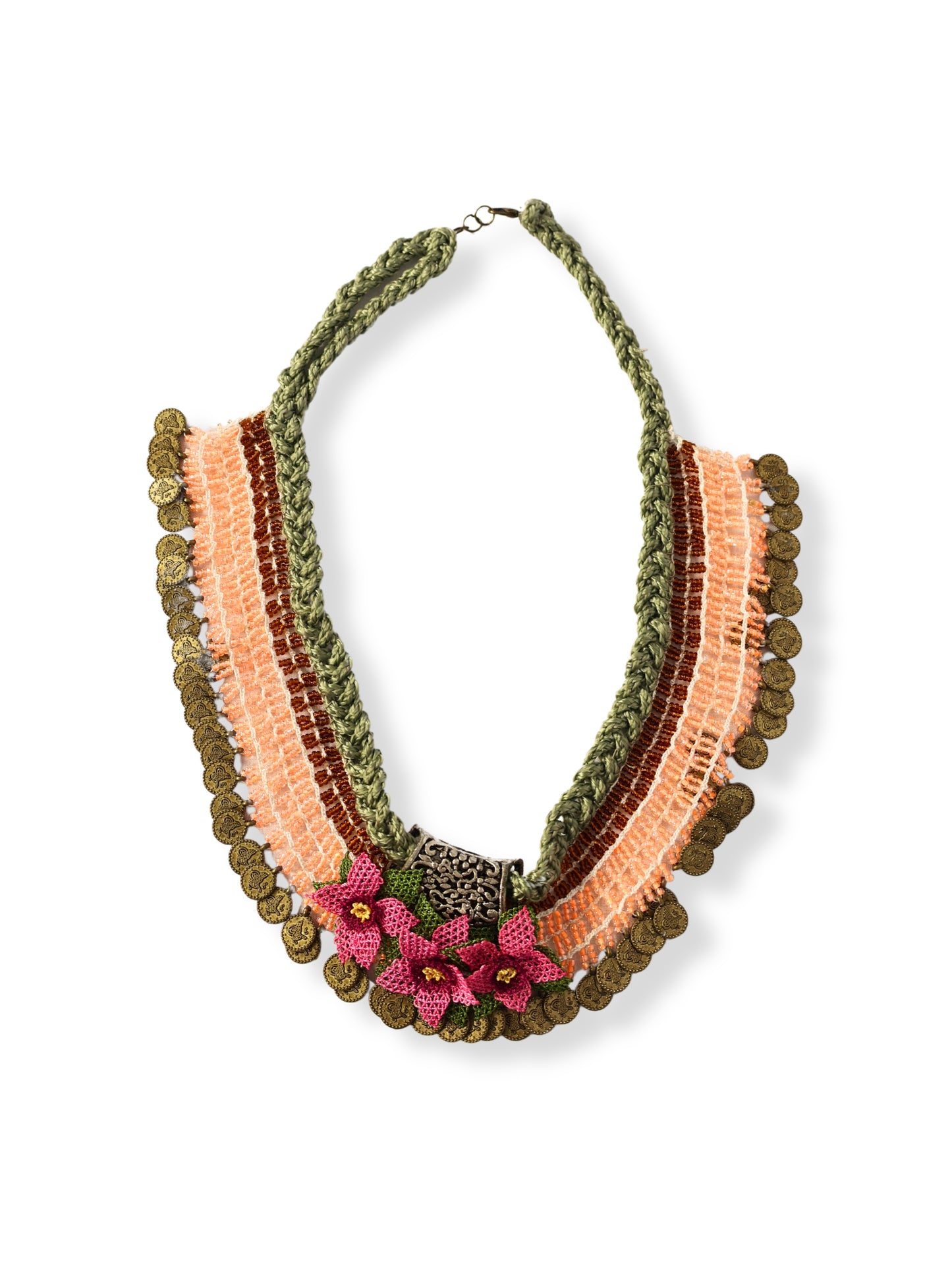 Dream – Orange Lace and Pompom Dream Necklace