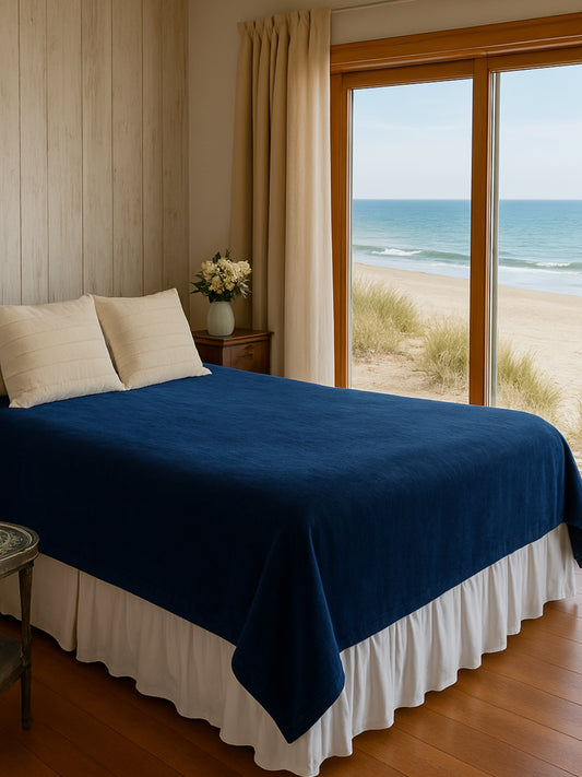 Vidal – Lacivert Çift Kişilik Vintage Battaniye/Yatak Örtüsü