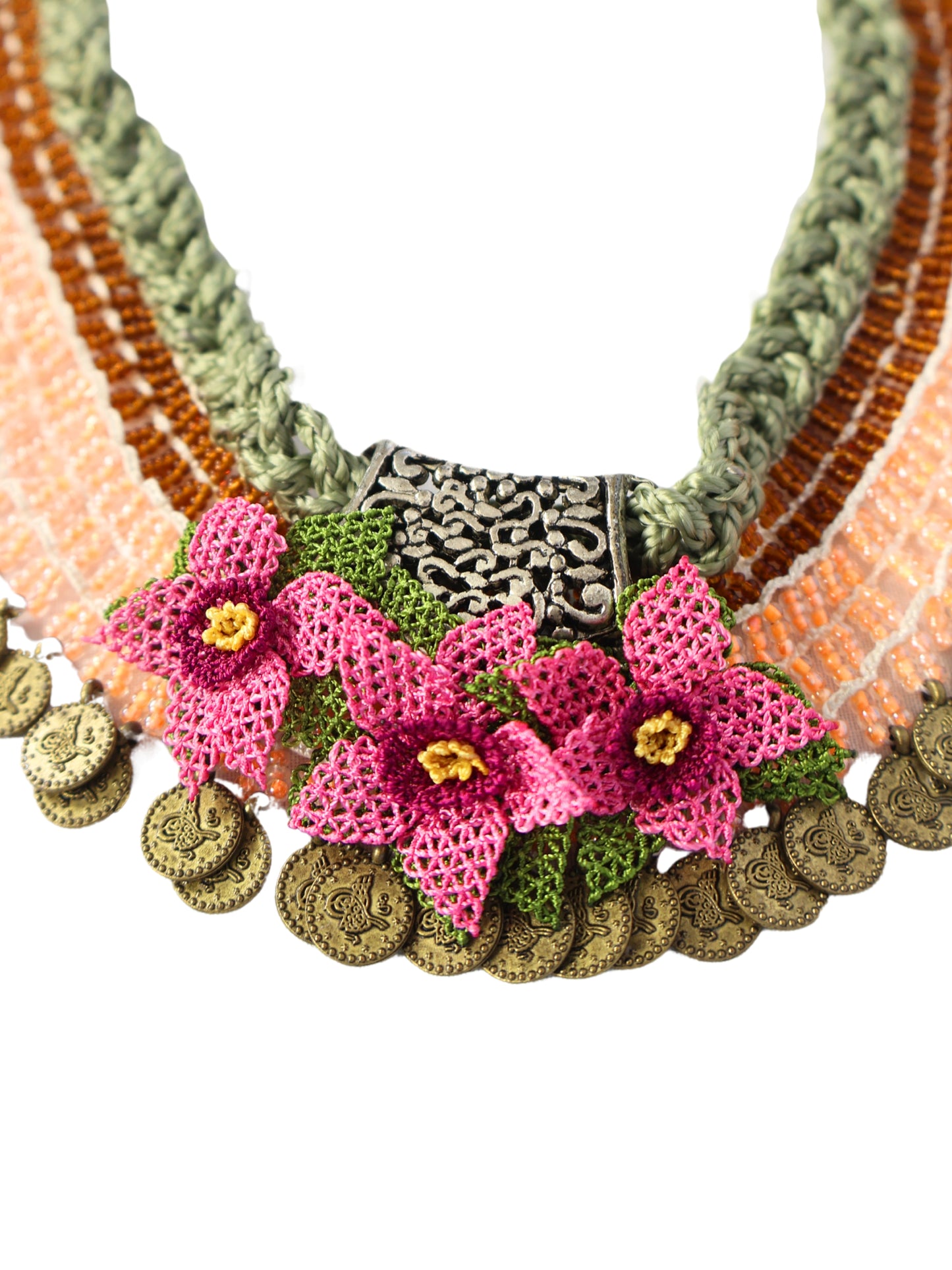 Dream – Orange Lace and Pompom Dream Necklace