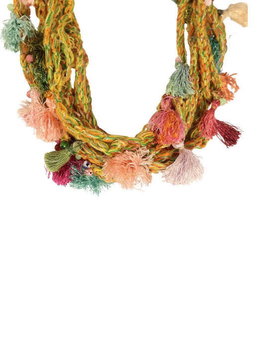 Renkli Düğümler – Taşlı Püsküllü Ayarlanabilir Kordon Kolye