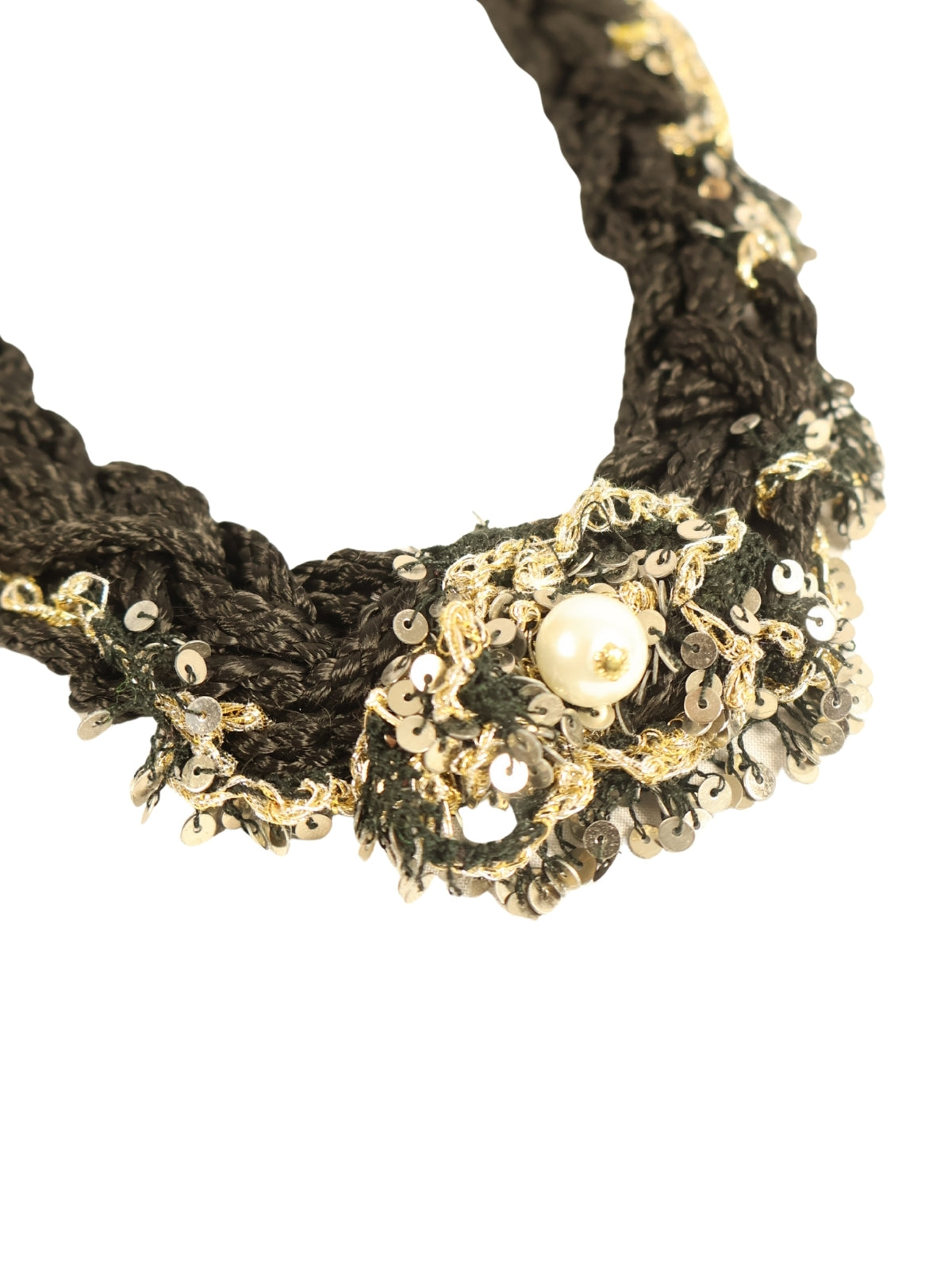 Sparkle in the Night – Glittery Sequined Black Cord Necklace