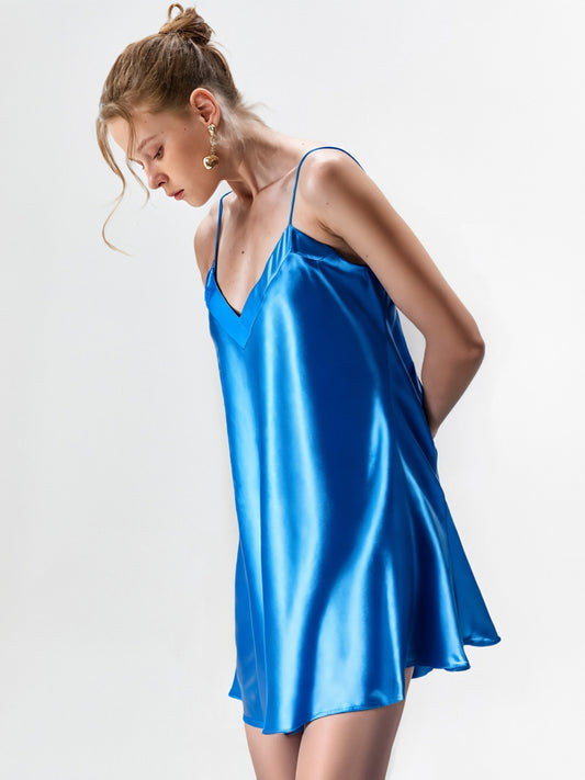 Blue Stance - Blue Silk Demor Fabric Nightgown