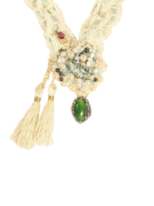 Spring Tip – Silk Mortar Necklace with Ribbon and Stones