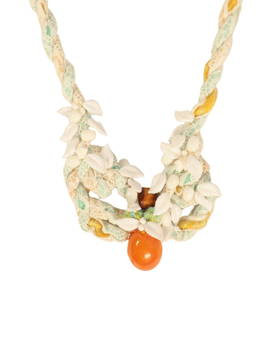 Dantel Gölgesi – Hakiki Taşlı Düğümlü Vintage Dantel Kolye