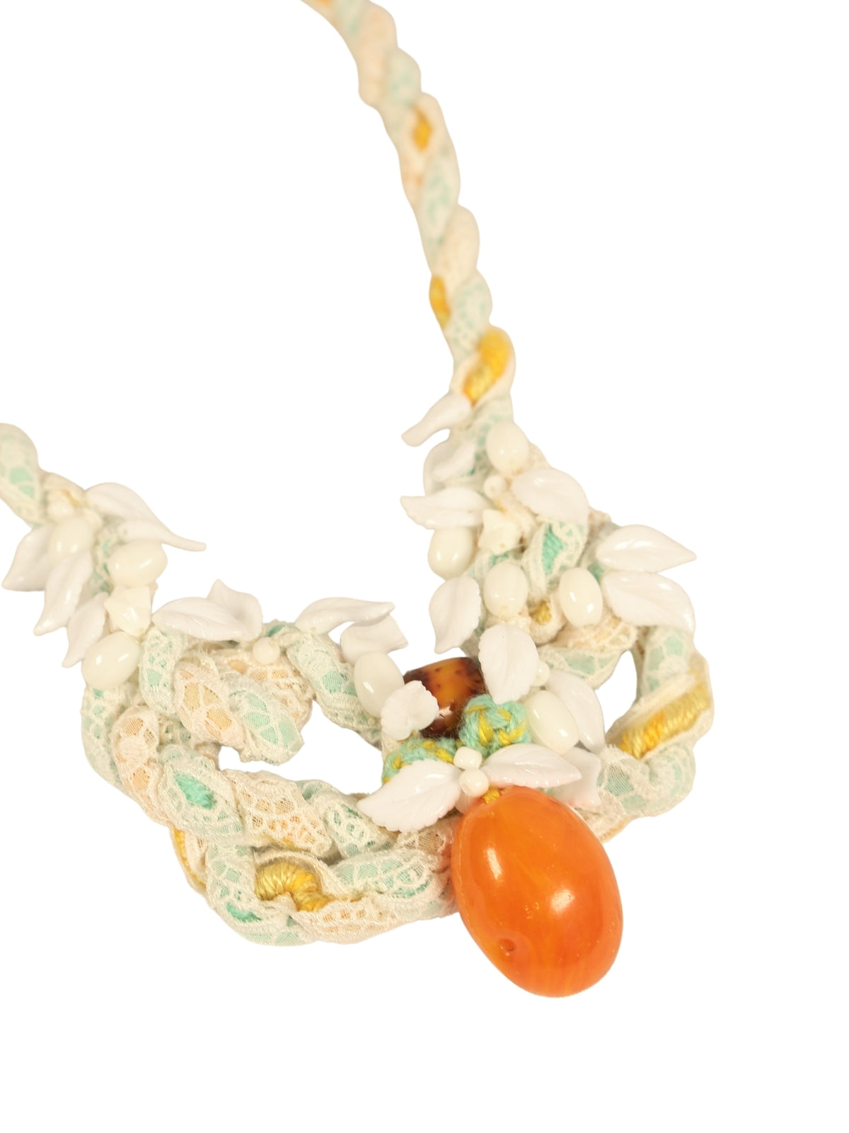 Dantel Gölgesi – Hakiki Taşlı Düğümlü Vintage Dantel Kolye