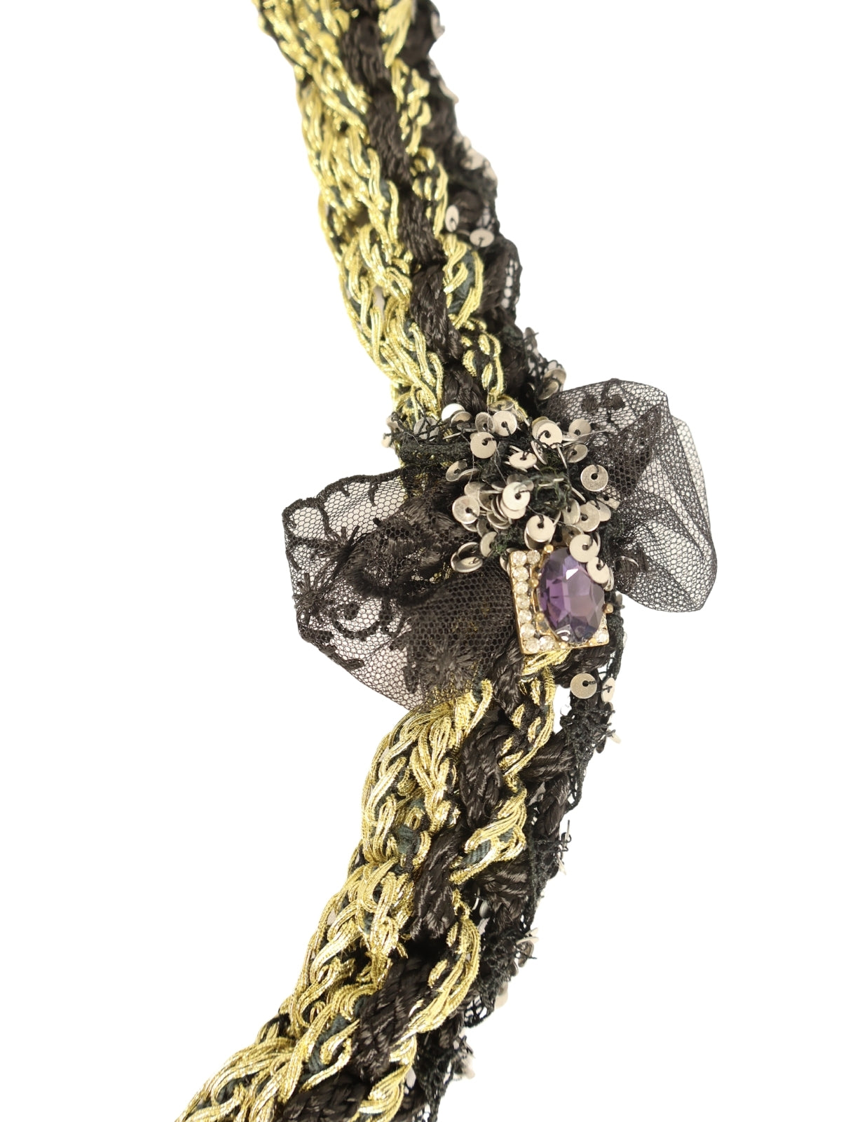 Moon Lace – French Lace Black Glitter Necklace