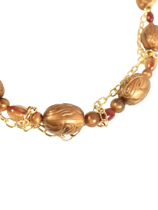 Kristal Gövde – Kabartma İşlemeli Taşlı Metal Kolye