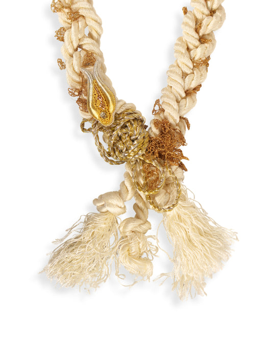 Berçem – Rose Applique and Cream Rope Necklace