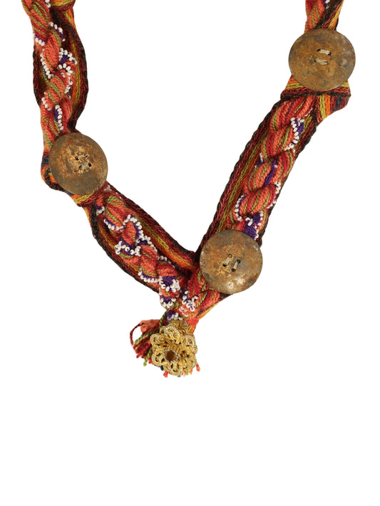 Dokuma Hafıza – Çarpana Dokumalı Metal Düğmeli Kolye