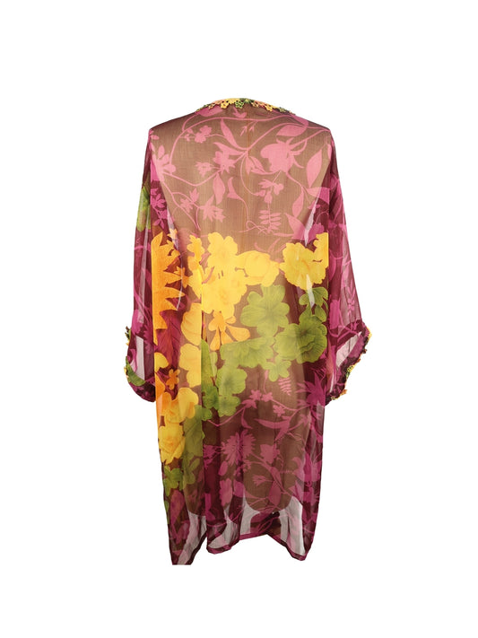 The Path of the Wind – Silk Organza Pareo with Guipure Lace Pattern