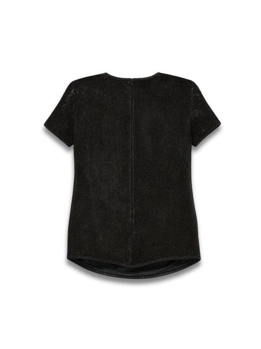 Geceden Parlak – Siyah Payetli Kısa Kollu Bluz