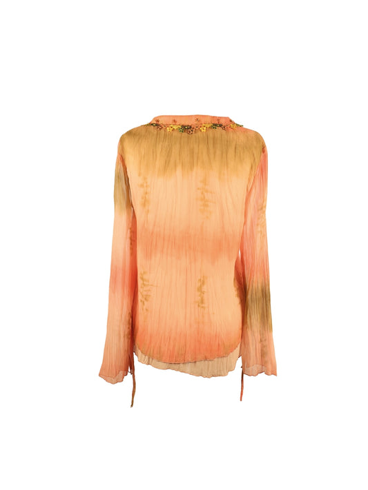 Crepe Print – Silk Crepe Shirt with Guipure Lace