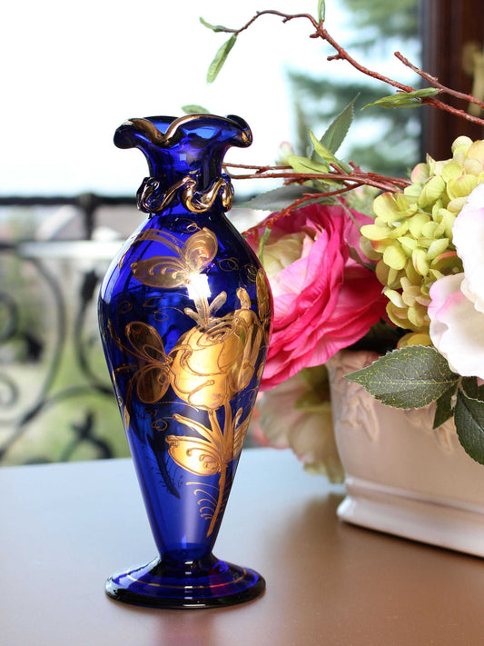 Vintage, İran, El Yapımı Üfleme Cam Dekoratif Vazo