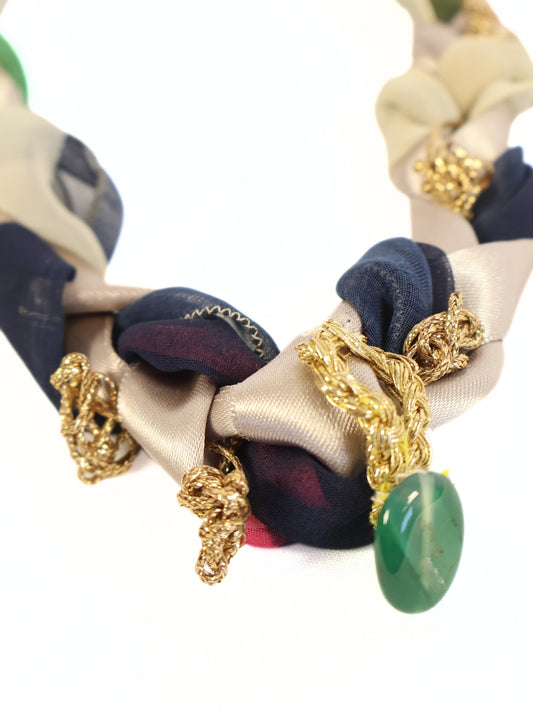 Dance of Colors – Silk Fabric & Satin Ribbon Necklace Design