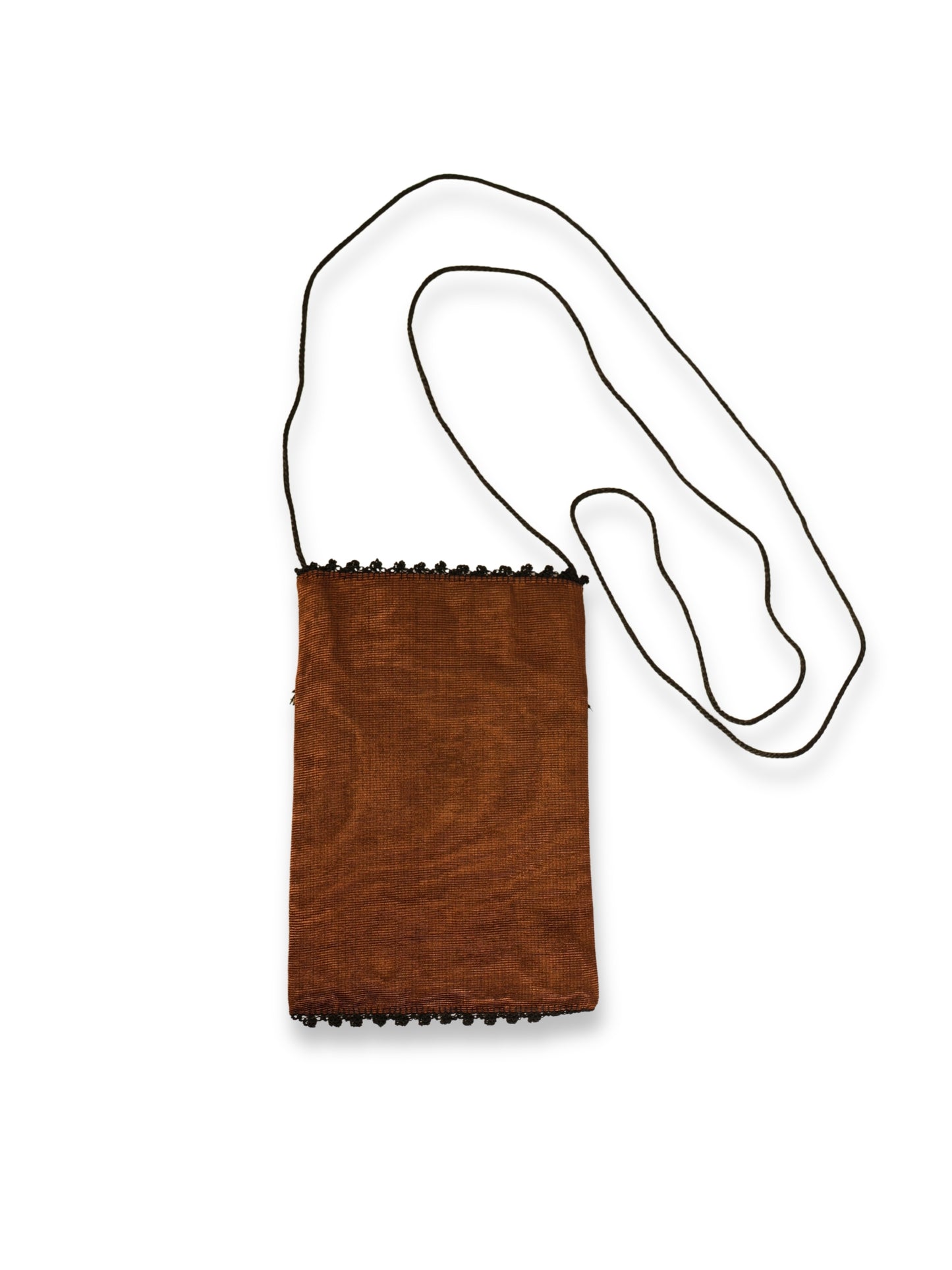 Kahve Çiçek – İğne Oyası ve Filkete İşli İpek Fay Kese