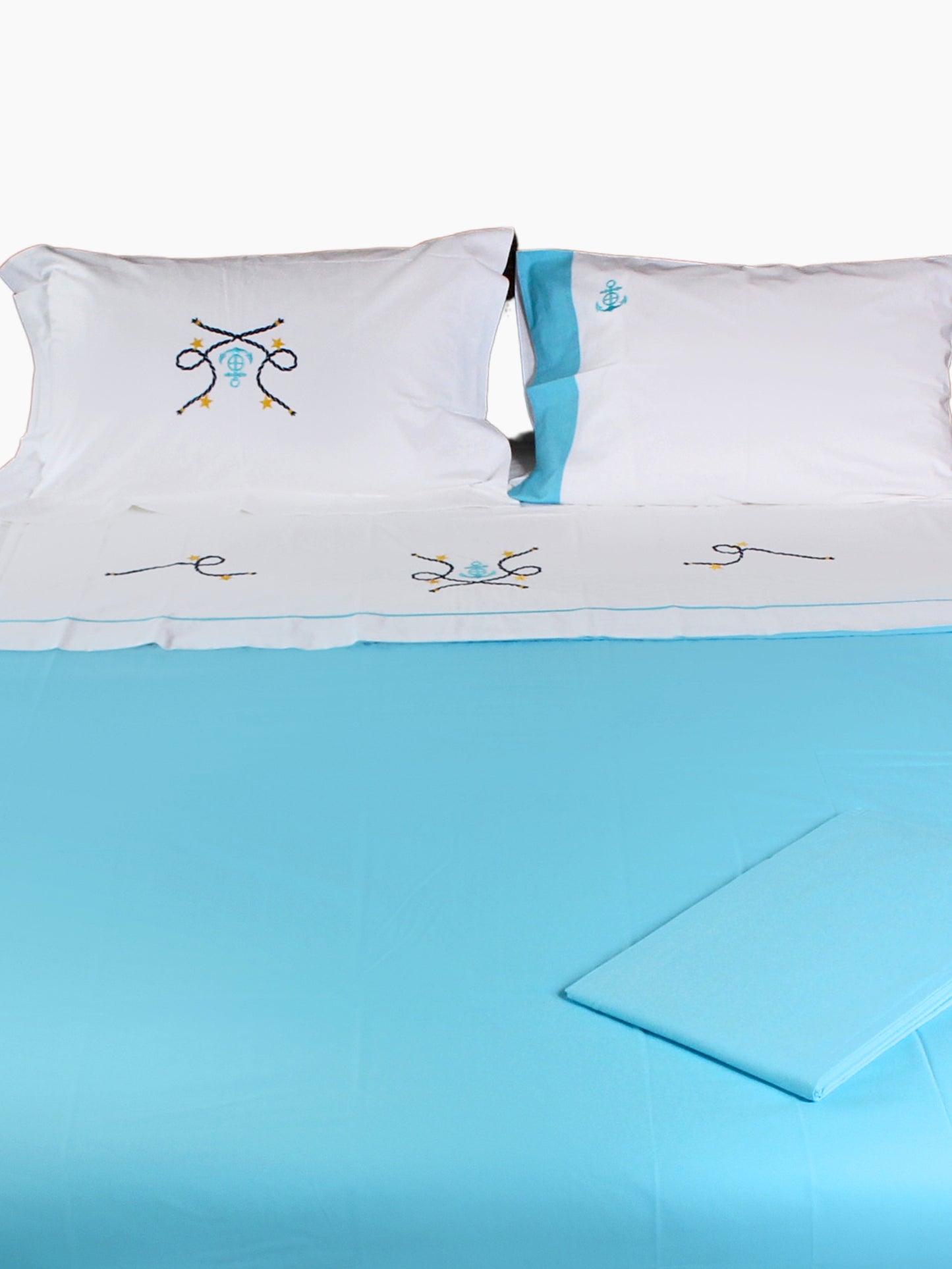 Deniz – Çapa ve Halat Motifli Pamuklu Keten Nevresim Takımı