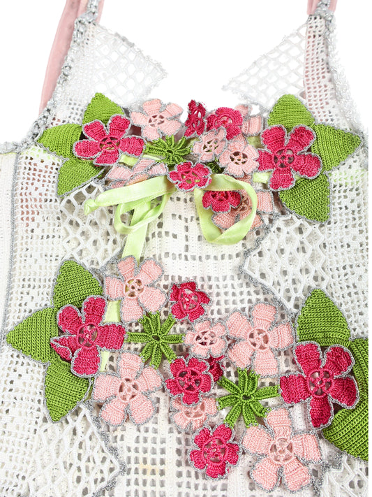 Feride – Renkli Dantel Motifli Askılı Bluz