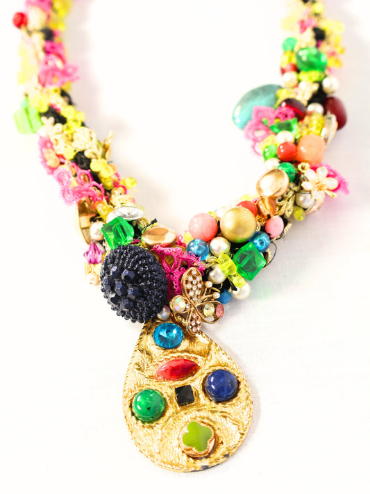 Şule – Colorful Bead Flow and Yellow Dot Necklace