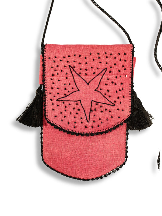 Gül Kurusu – Boncuk ve Tığ İşli Keten Kese