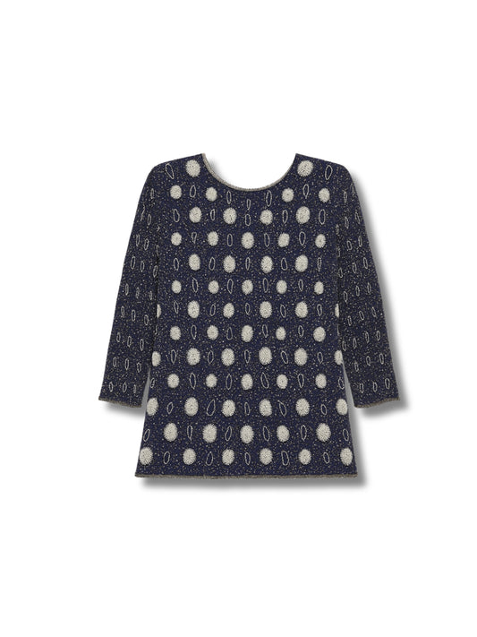 Gece Zarafeti – Lacivert Uzun Formlu Taş İşlemeli Ceket