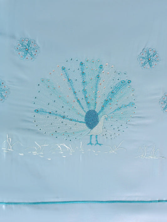 Maviş – Nakışlı Pamuklu Saten Nevresim Takımı