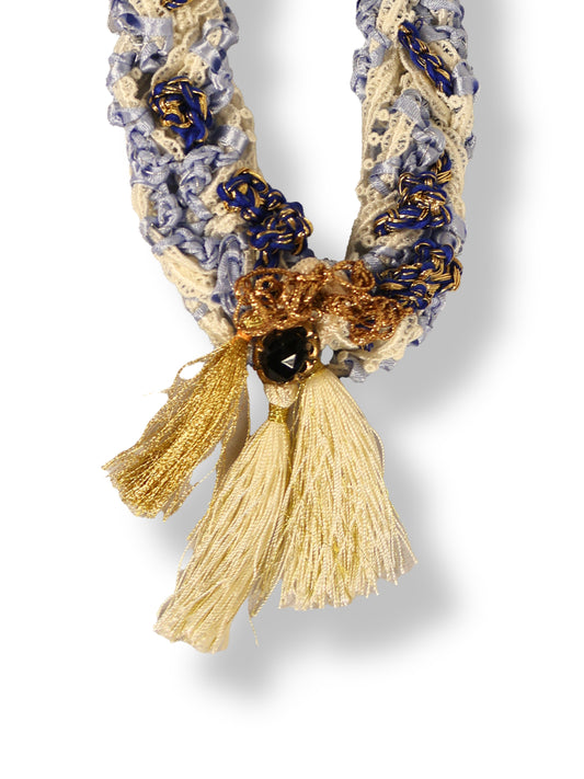 Lara – Blue Wrap Texture and Tassel Necklace