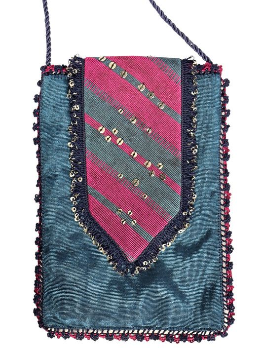 Mavi Derinlik – İpek Tığlı Fay Kumaş Kese