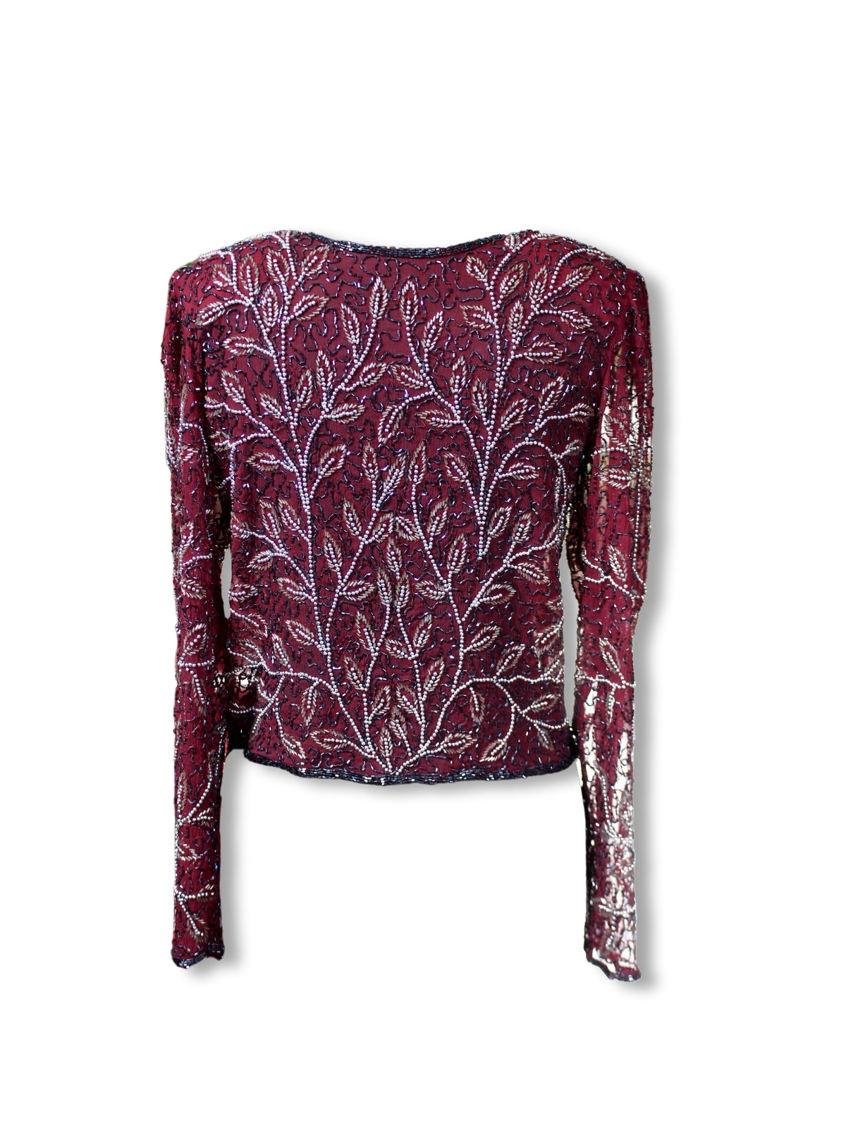 Vera – Boncuk İşlemeli Bordo Vintage Ceket