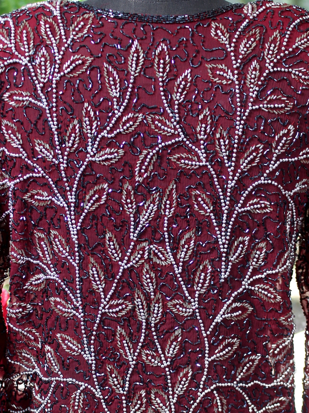 Vera – Boncuk İşlemeli Bordo Vintage Ceket