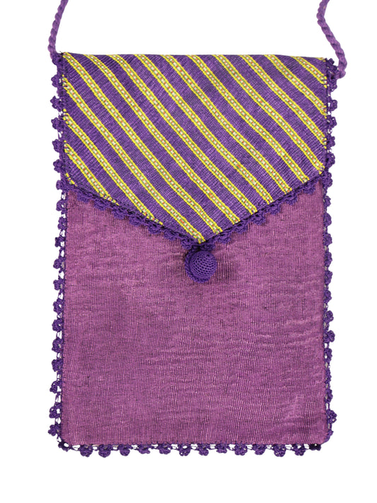 Lila Işığı – Çizgili İpek Fay Kumaş Kese