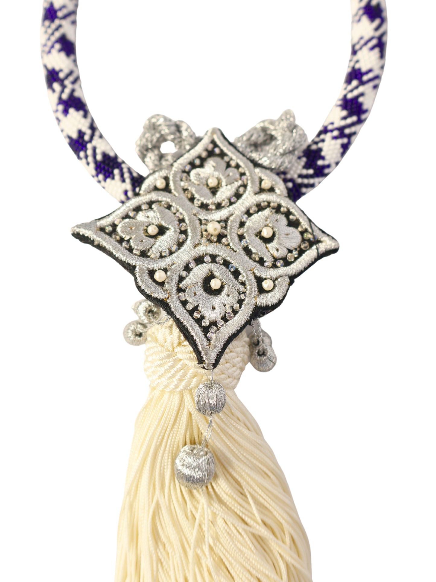 Mother of Pearl – Blue Path and Protective Tassel Necklace