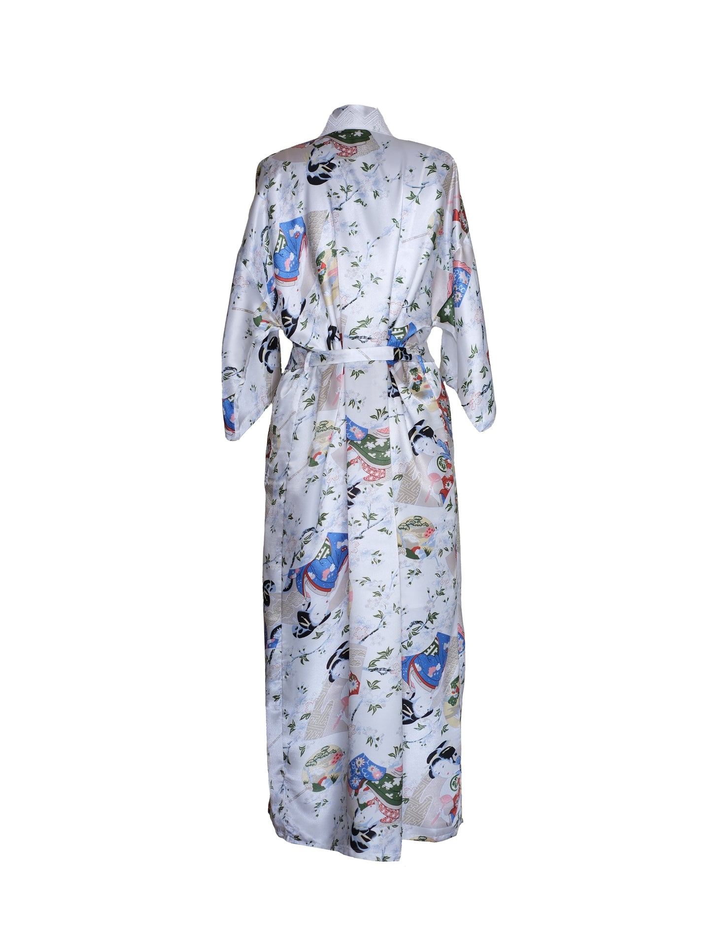 Sunrise - Patterned Pure Silk Long Kimono - Dressing Gown