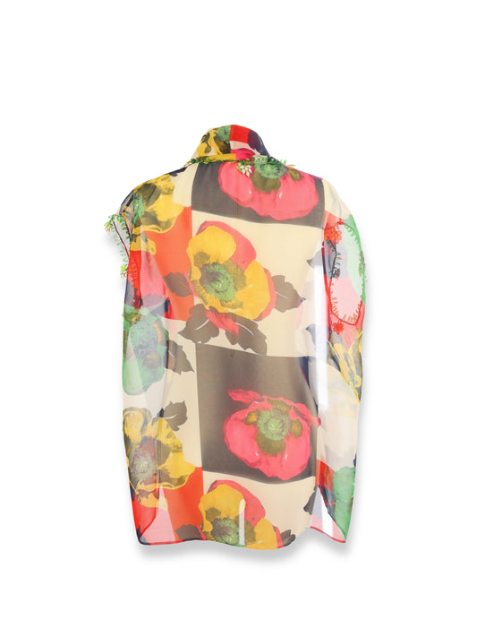 Şimal – Colorful Silk Organza Blouse with Needle Lace Detail