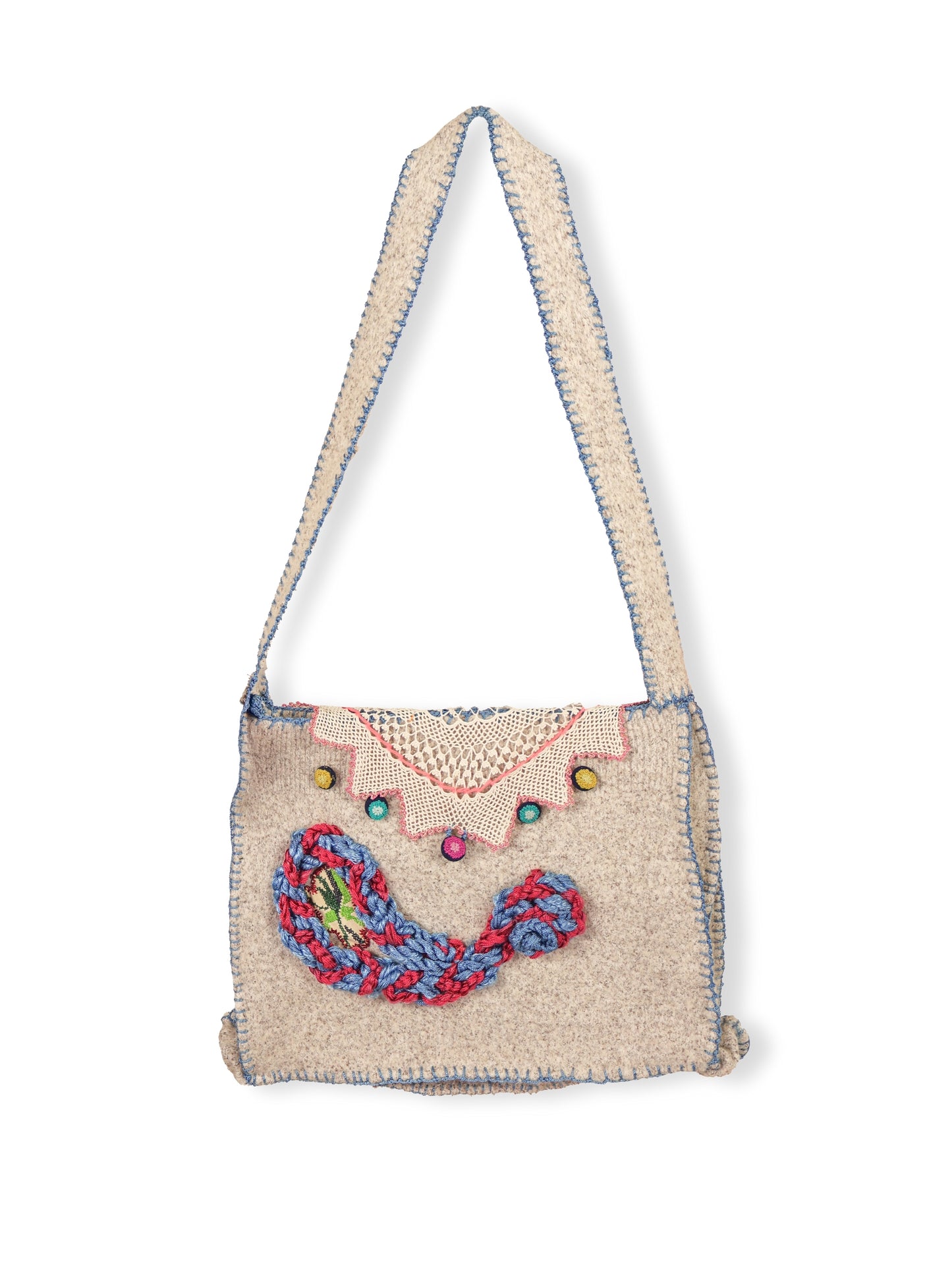 Shura – Colorful Traces on a Knitted Ground Bag