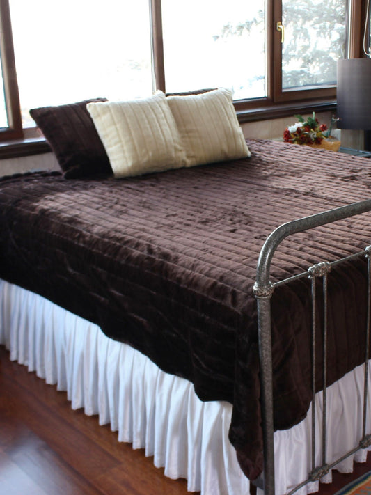 Mora – Kahverengi Çift Kişilik Vintage Battaniye & Kırlent Seti