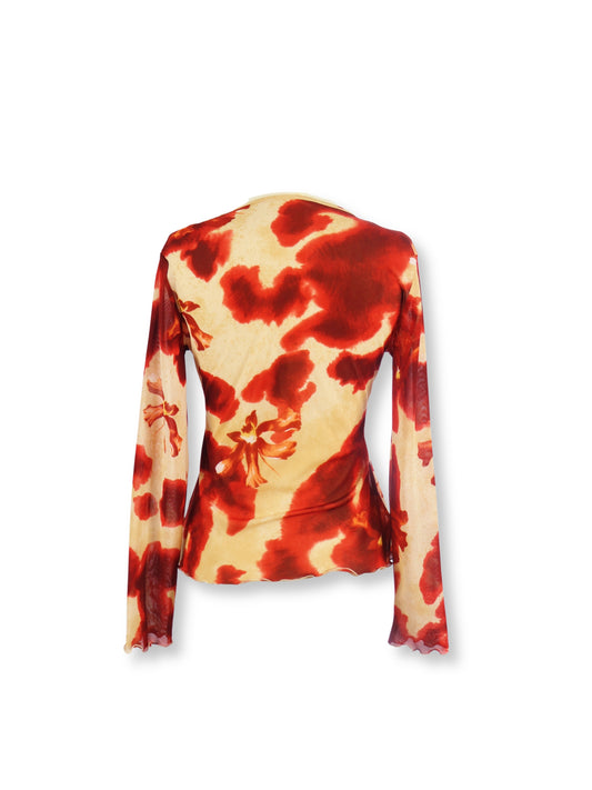 Desenli Jarse Bluz – Dantel Kolye Detaylı