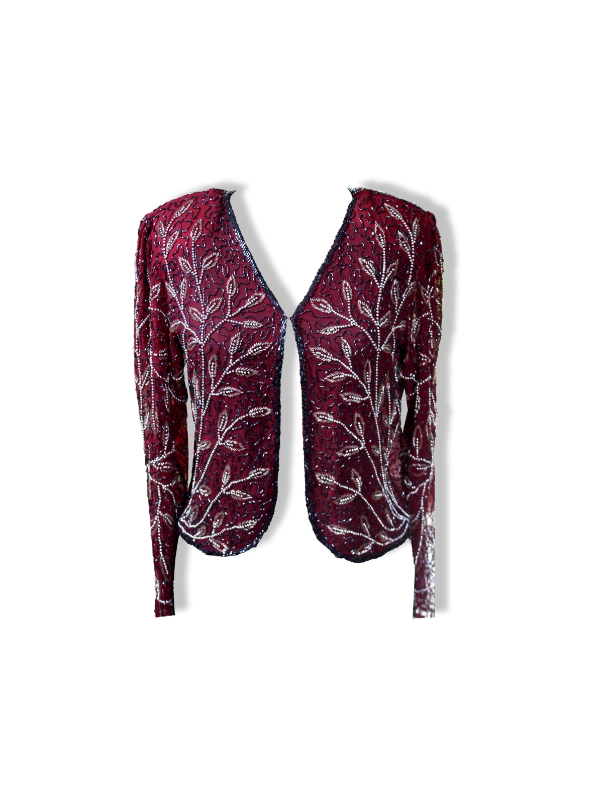 Vera – Boncuk İşlemeli Bordo Vintage Ceket