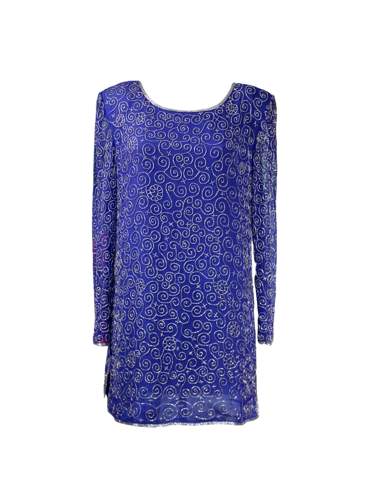 Lacivert İpek Organze Abiye Tunik Bluz / Mini Elbise