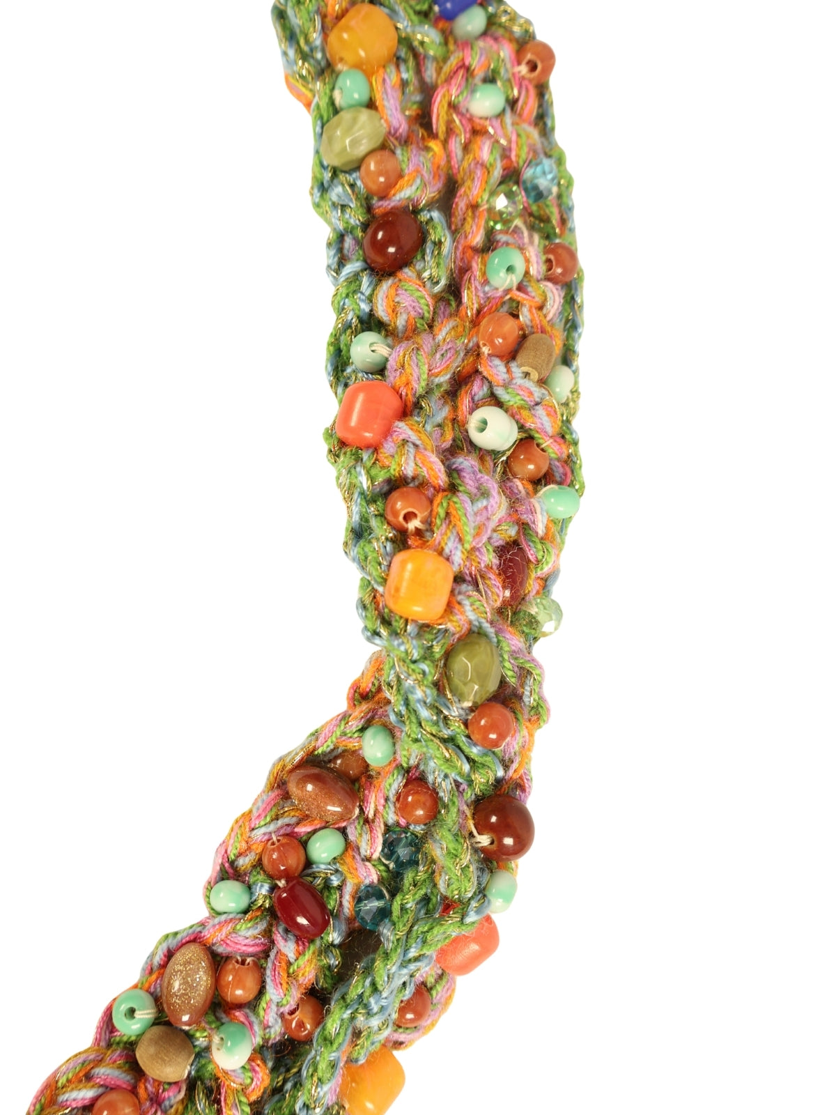 Renk Sarmalı – Simli Tığ İşli Taşlı Kordon Kolye