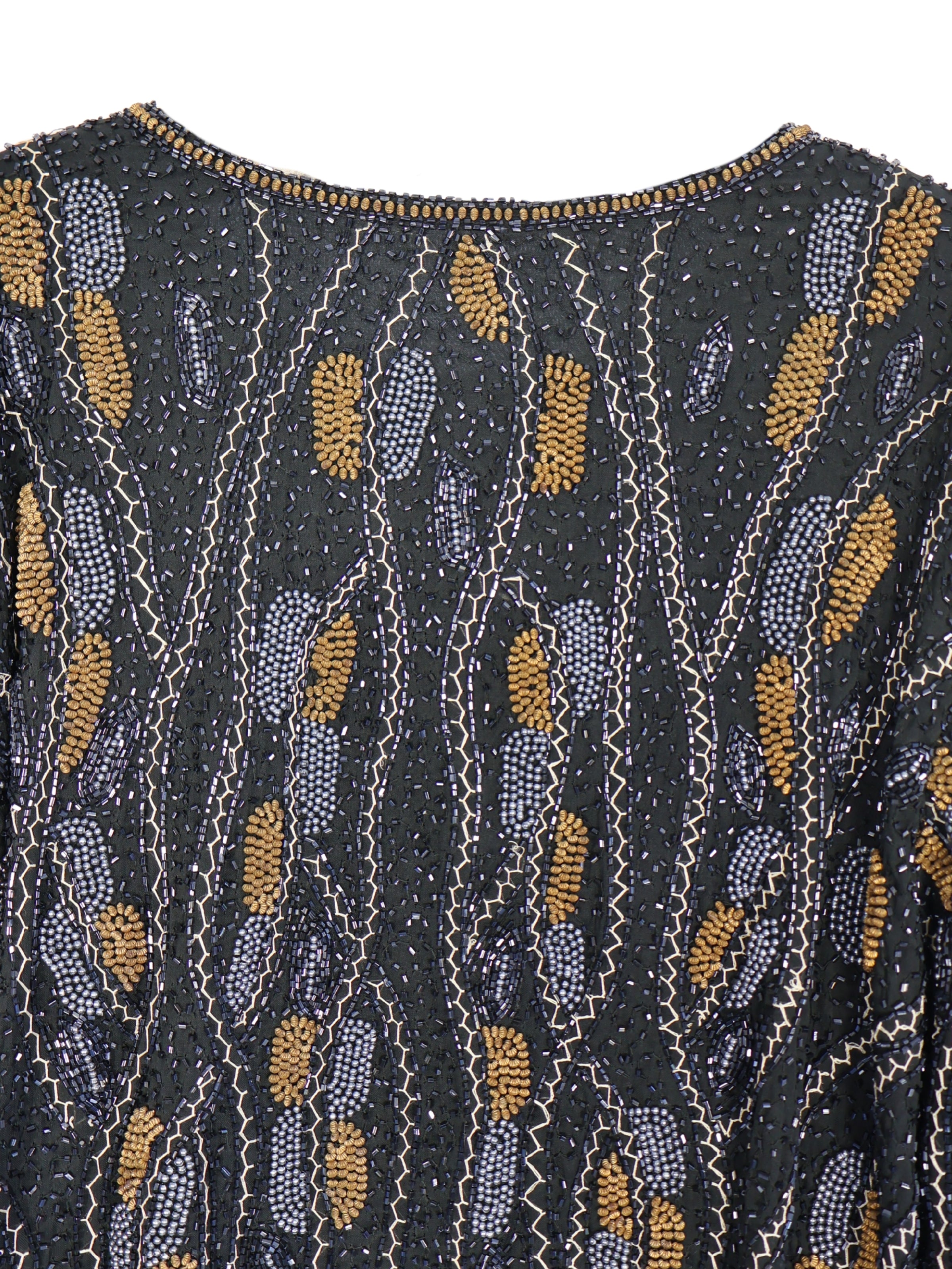 Doğanın İzleri – Siyah Üzeri Altın ve Gri Motifli Ceket