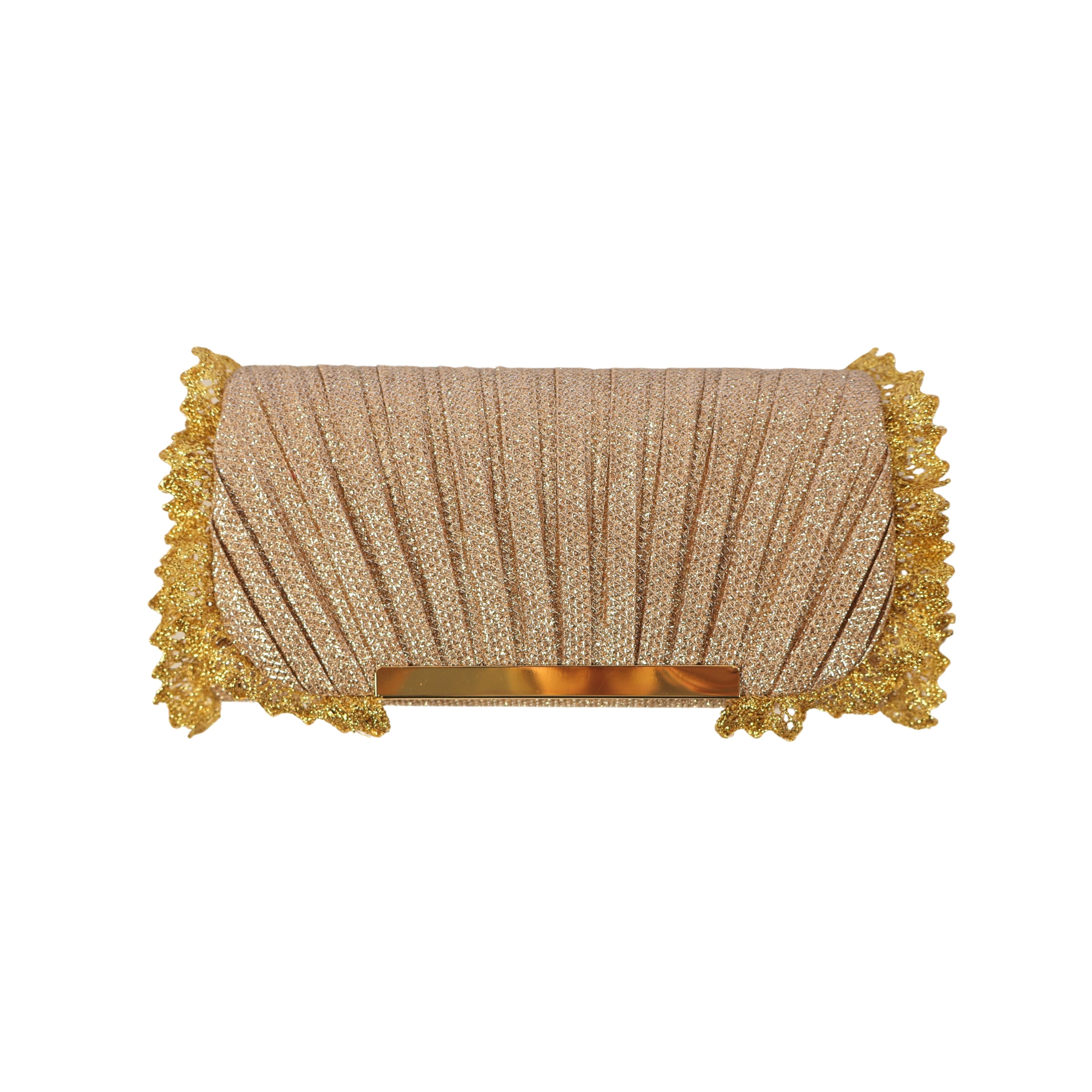 Wine Shimmer – Lace Detail Flap Clutch Bag