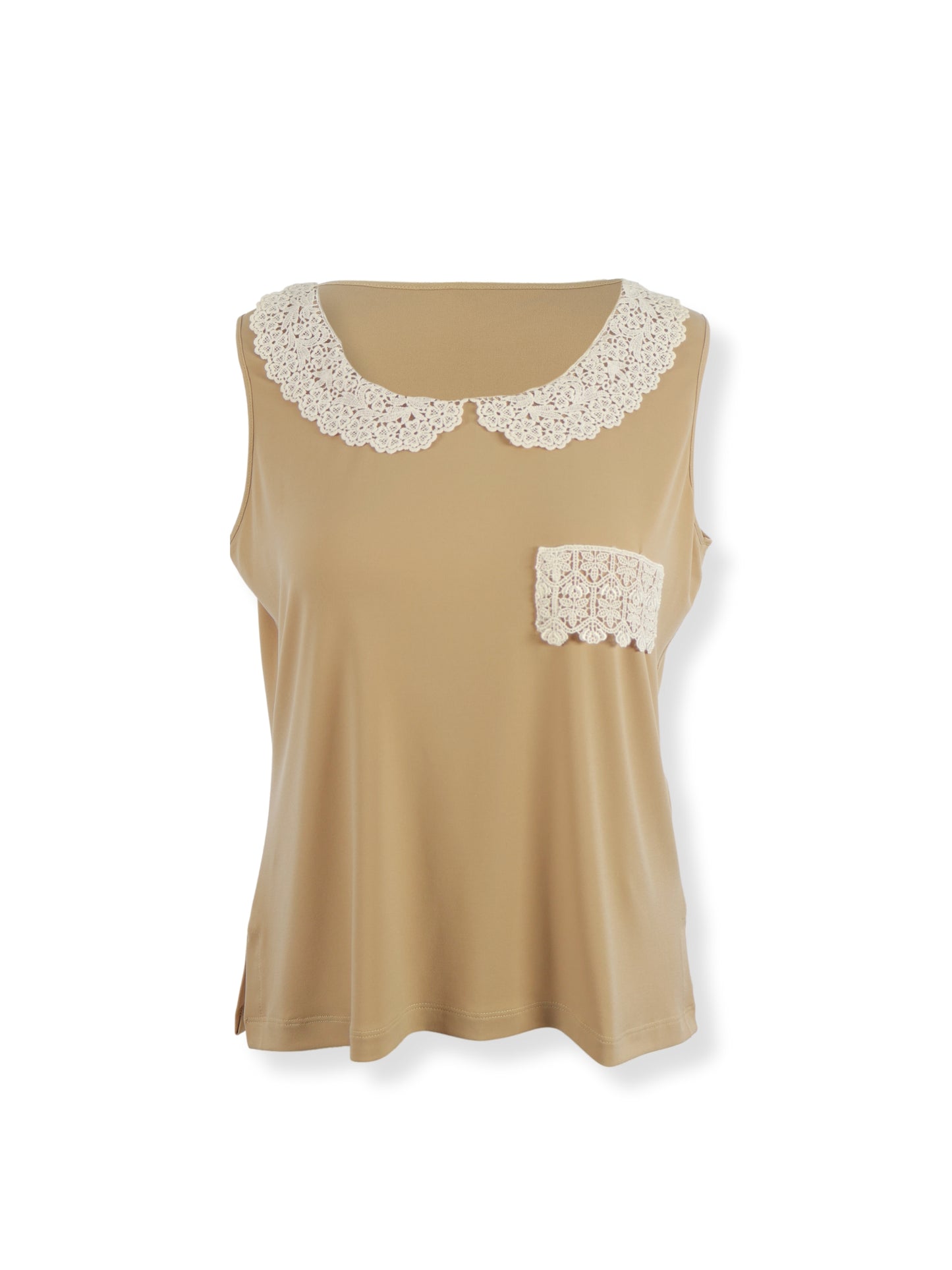 Meliha – Guipure Collar Stone Color Blouse