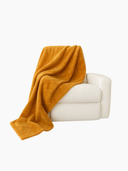 Solea – Hardal & Sarı Çift Kişilik Vintage Battaniye/Yatak Örtüsü