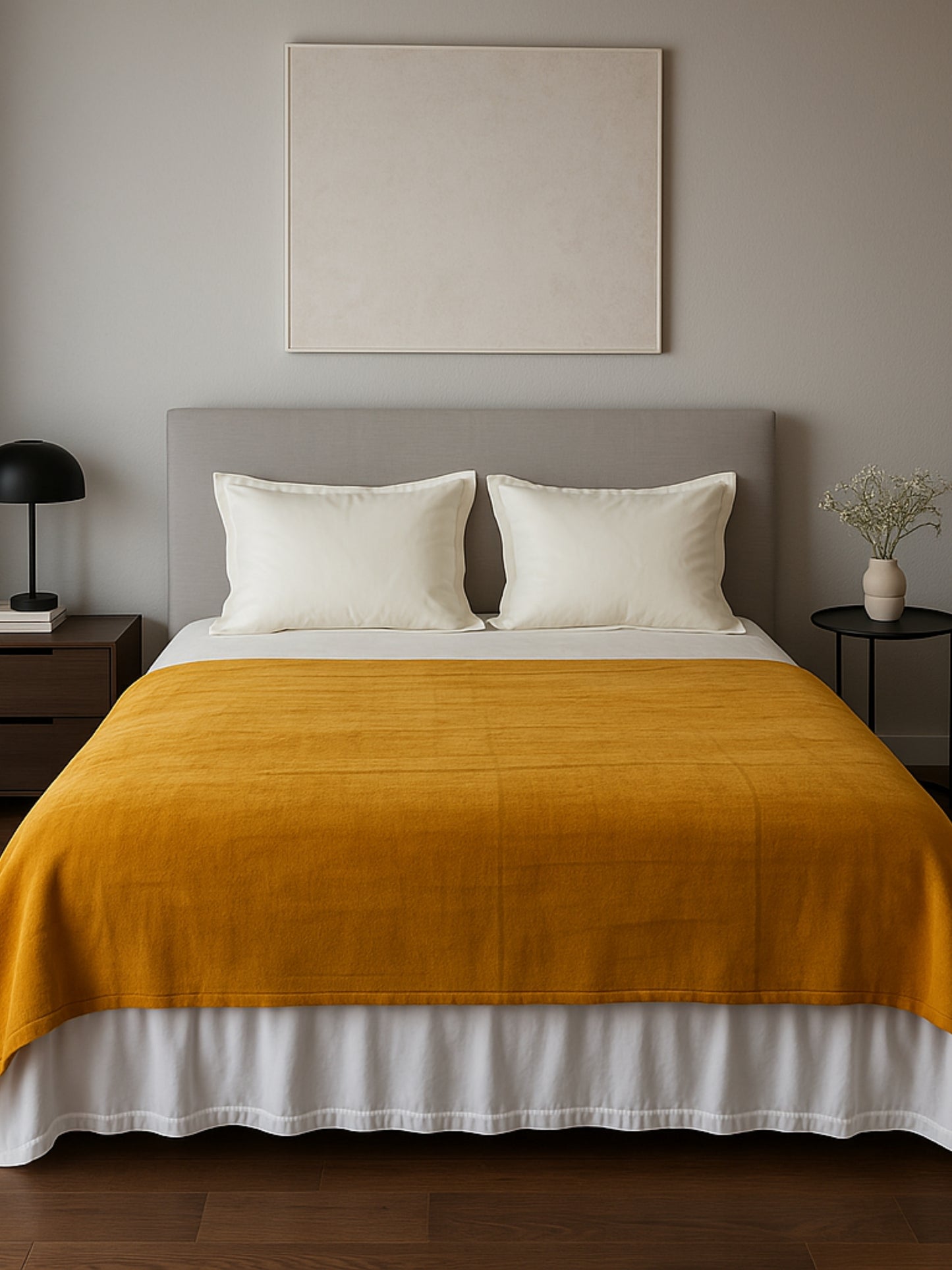 Solea – Hardal & Sarı Çift Kişilik Vintage Battaniye/Yatak Örtüsü