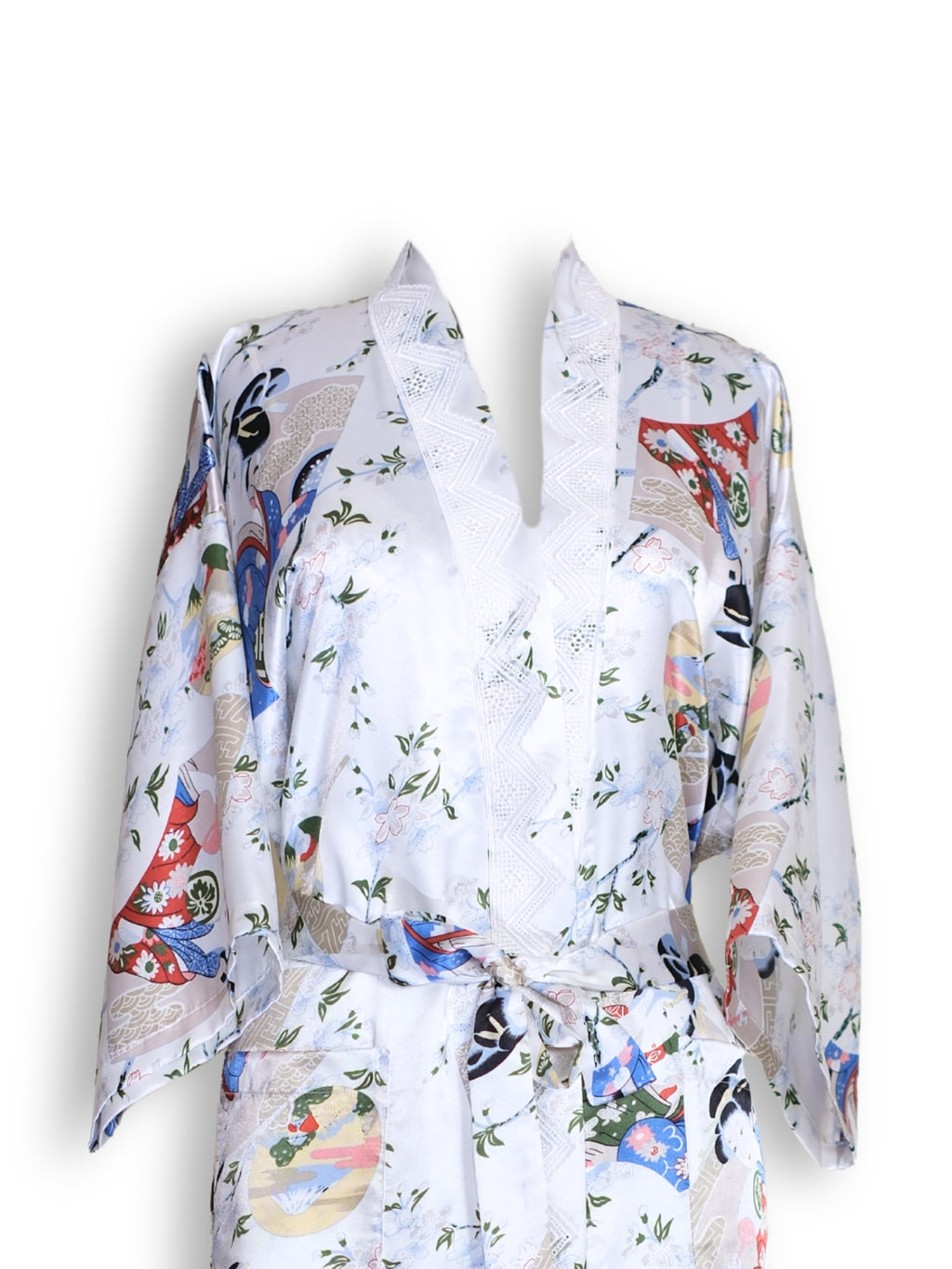 Gün Doğumu - Desenli Saf İpek Uzun Kimono - Sabahlık