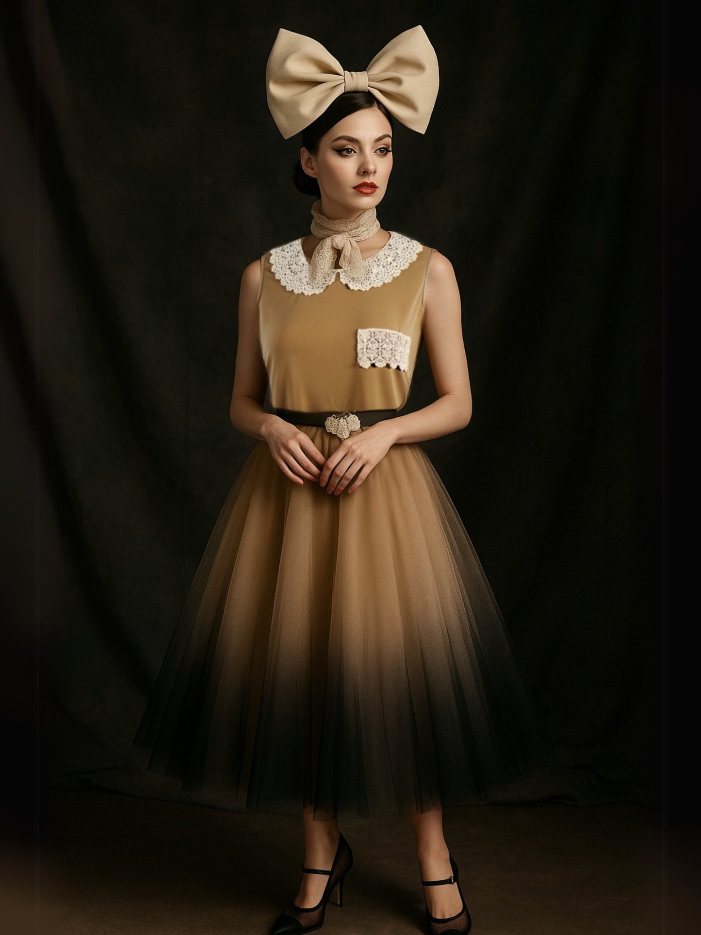 Meliha – Guipure Collar Stone Color Blouse