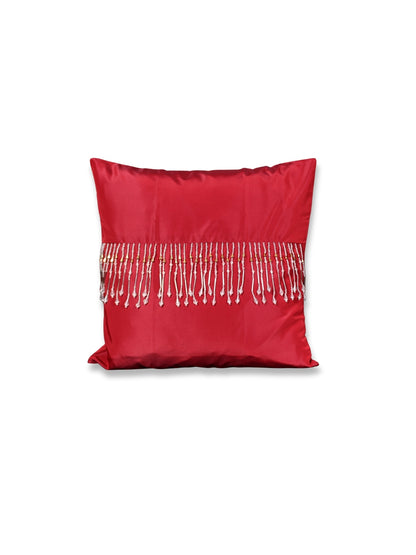 Kırmızı Hatıra – Taş Detaylı İpek Tafta Kırlent Kılıfı