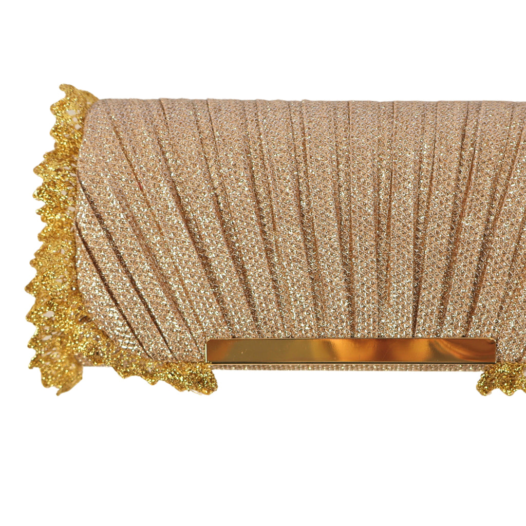Wine Shimmer – Lace Detail Flap Clutch Bag