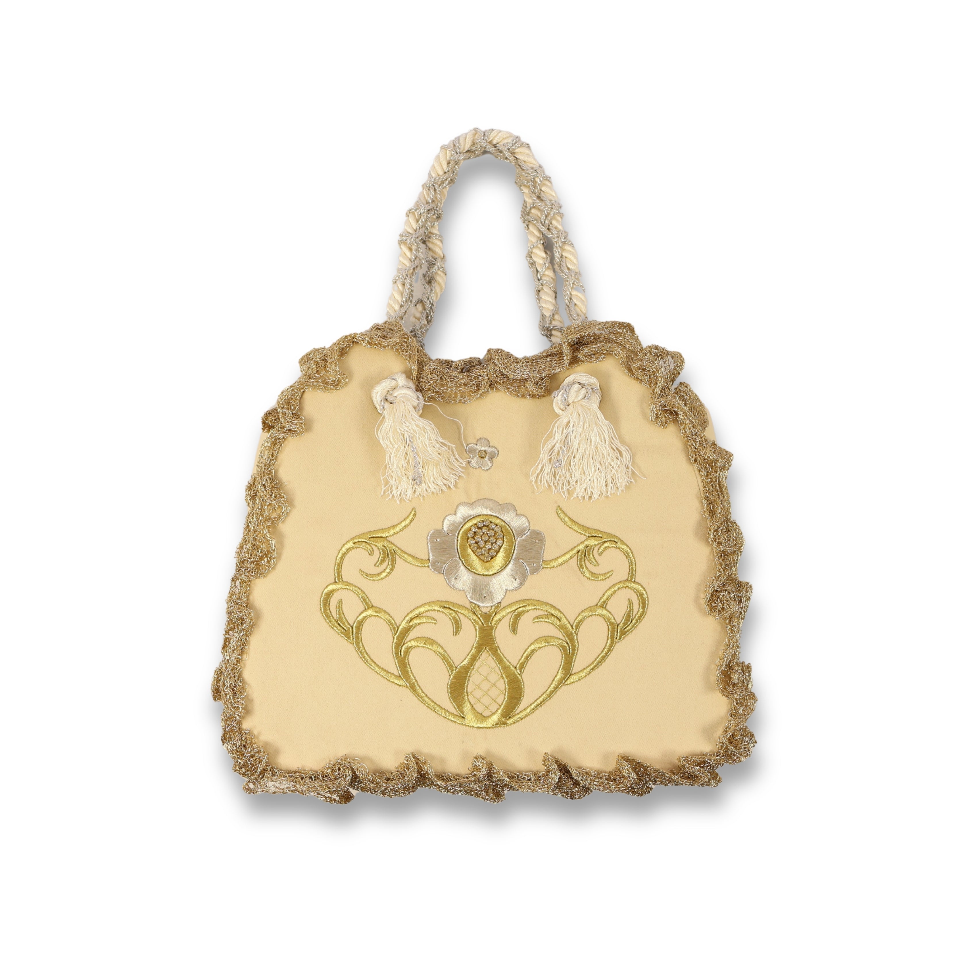 Sırma Touch - Maraş Embroidery and Lace Detailed Gusseted Handbag