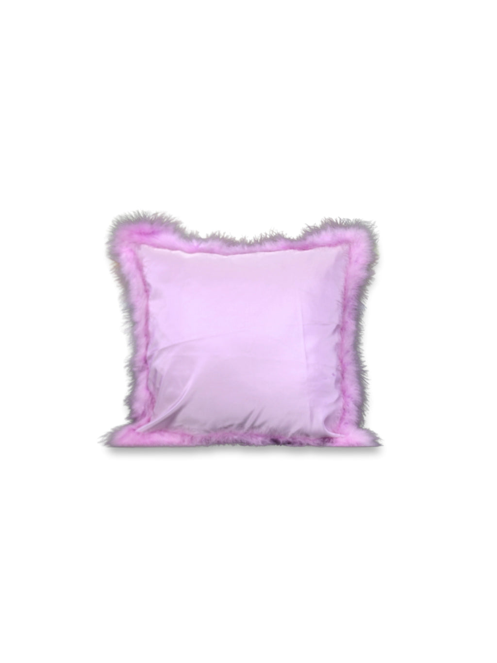 Lila İz – Tüylü Kenarlı İpek Tafta Dekoratif Kırlent Kılıfı